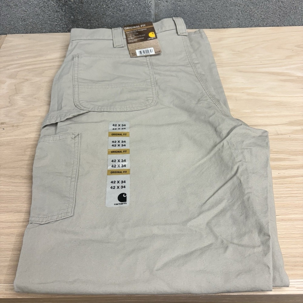 NWT Carhartt Tan Men's Canvas Work Dungaree, Size 42 X 34 Original Fit B151 - Picture 4 of 6